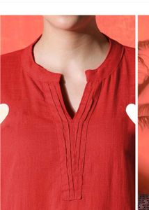 Red Heart Embroidered Cotton Kurta  Set