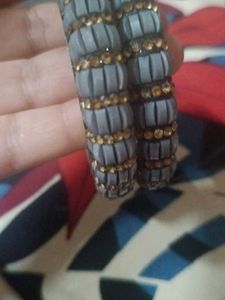 unique Grey &amp; Gold Bangle Set