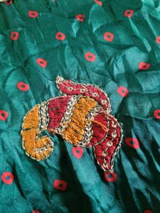Embroidered Green Saree