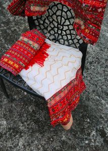 Red Bandhani Lehenga Choli Set / gopi dress