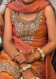metallic copper Embroidered Kurta Set