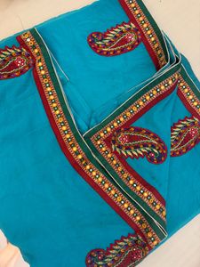 Embroidered Teal Saree