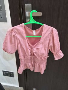 Chic Pink Smocked Crop Top