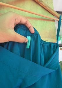 Teal Kurta with Golden Floral Print