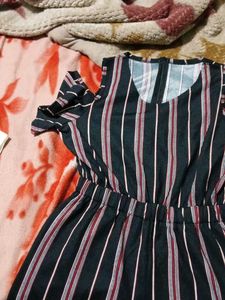 Striped Cold Shoulder Jumpsuit