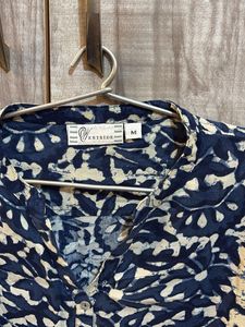 Blue &amp; White Ethnic Print Kurta
