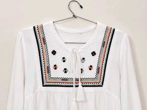 Embroidered White Bohemian Blouse