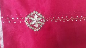 Magenta Soft Organza Handwork Saree with Zari Bord