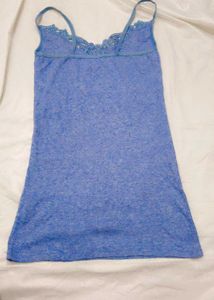 Blue Lace Trim Cami Top