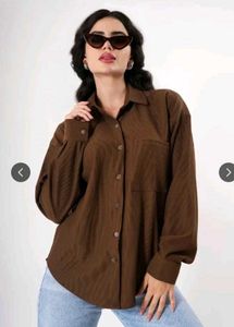 women's relaxed brown corduroy shirt