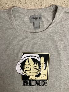 Forever 21 Grey Cotton T-Shirt (One Peice Printe