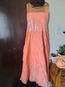 Beautiful Peach Embellishments Gown