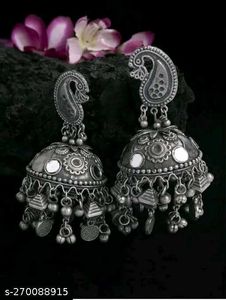 Stunning Oxidized Silver Jhumka Earrings