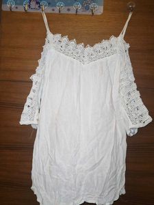 White Lace Cold Shoulder Top