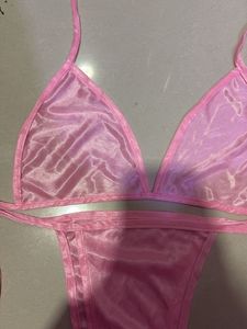 Pink Tie Up Bra And Panty Set