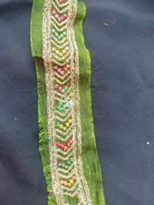 Embroidered Green Border Trim