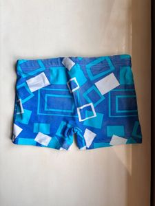Boys Blue Geometric Swim Trunks