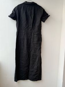 Black Linen Midi Dress
