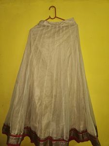 Cream Colour Netted Skirt With Blouse