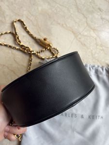 Charles &amp; Keith Black Quilted Round Bag