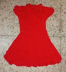 Red Ruffle Trim Dress