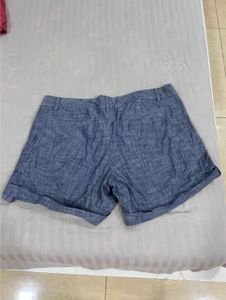Stylish Blue Linen Blend Shorts