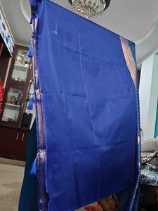 Royal Blue Pallaki Saree with Gold Peacock Motifs