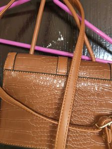 Fastrack Brown Croc Print Sling Bag