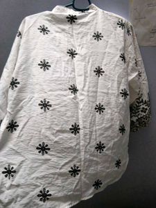 White Kurta with Black Embroidery