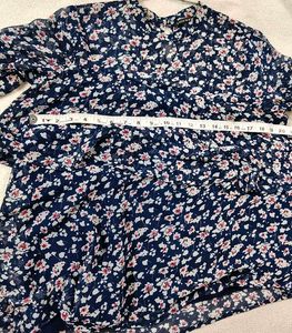 Chic Floral high-low Print Top with frills