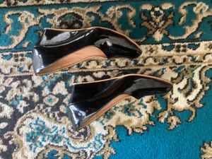 Chic Black Patent Wedge Heels