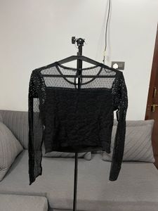 Elegant Black Lace Long Sleeve Top