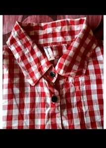 Red Gingham Button-Up Shirt