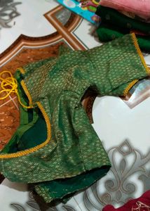 Green Brocade Readymade Saree Blouse