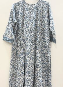 Blue &amp; White Printed Kurti