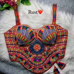 Boho Rainbow Embellished Crop Top