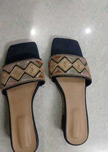 Embroidered Flat Sandals
