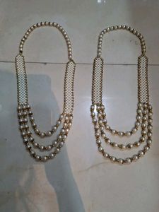 Elegant Pearl and Gold Necklace Set