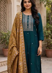 Elegant Teal Kurta Set with Dupatta