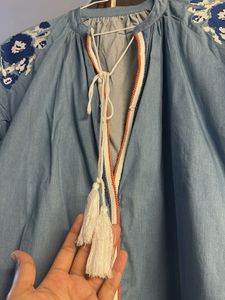 Floral Embroidered Denim Dress