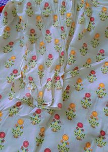 White Floral Print Kurta