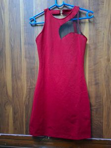 Chic Red Sheer Panel Mini Dress
