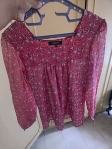 Chic Pink Floral Sheer Tunic