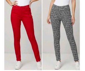 Stylish Women’s Jeggings – Red & Black-White Graph