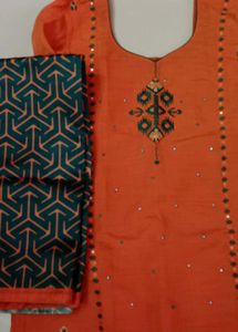 Elegant Orange Embroidered Kurta Set