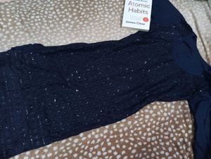 Navy Blue Sequined Kurta