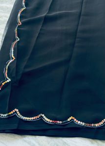 Elegant Black Saree with Colorful Border