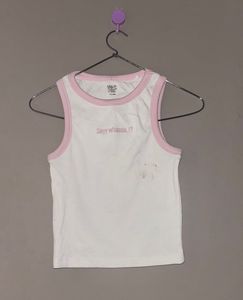 White Tank Top with Pink Trim
