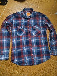 Men's Blue Plaid Flannel Shirt size (L)