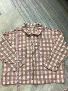Oversized Pink Checkered Long Sleeve Shirt